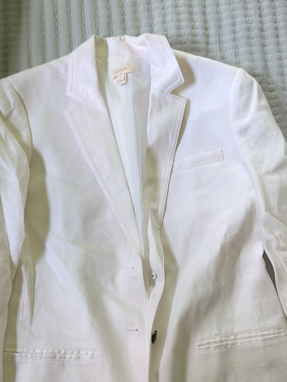 J. Crew White Linen Notch-Lapel Blazer